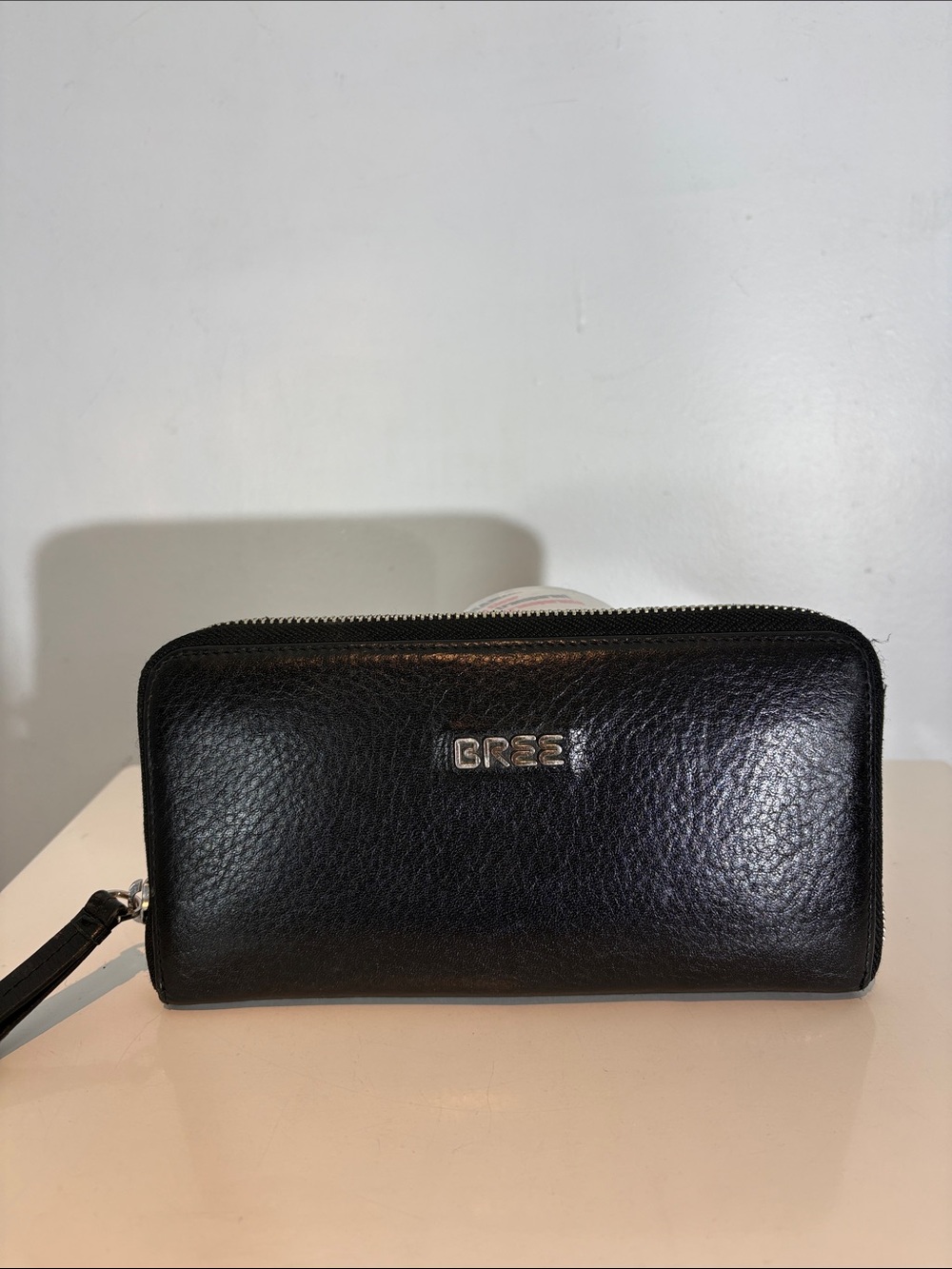 BREE Black Leather Zip Around Continental Organizer Wallet